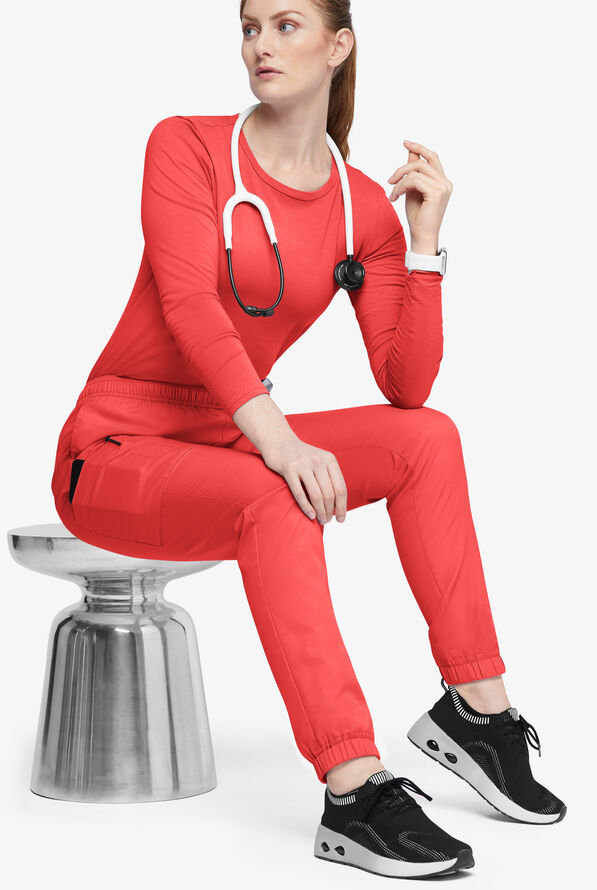 Butter-Soft Originals Women's 7-Pocket Tapered Jogger Cargo Scrub Pants - Tall - Radiant Red - 4