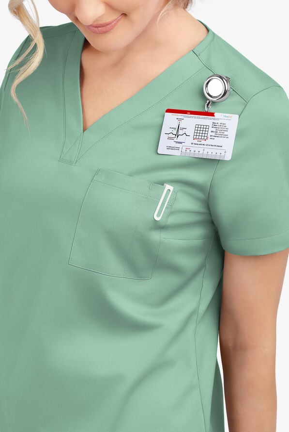 Blusa m&eacute;dica Butter-Soft STRETCH con cuello en V y 2 bolsillos para mujer - Water Mint - 5