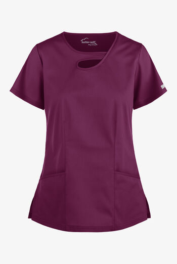 Butter-Soft STRETCH Women's 2-Pocket Asymmetric Keyhole Scrub Top