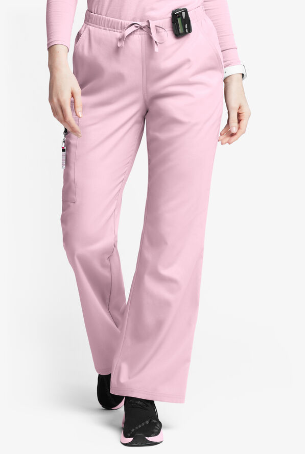 Butter-Soft Originals Women's 6-Pocket Mid Rise Flare Leg Scrub Pants - Petite - Rose Quartz - 1