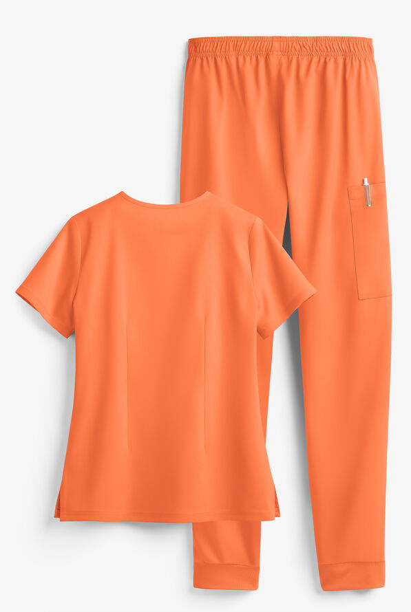 Tafford Active STRETCH Women's 5-Pocket Jogger Scrub Set - Coral Sunset - 2