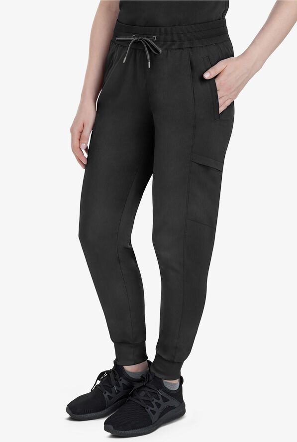 Healing Hands Purple Label Toby Women's 7-Pocket STRETCH Jogger Drawstring Scrub Pant - Black - 1
