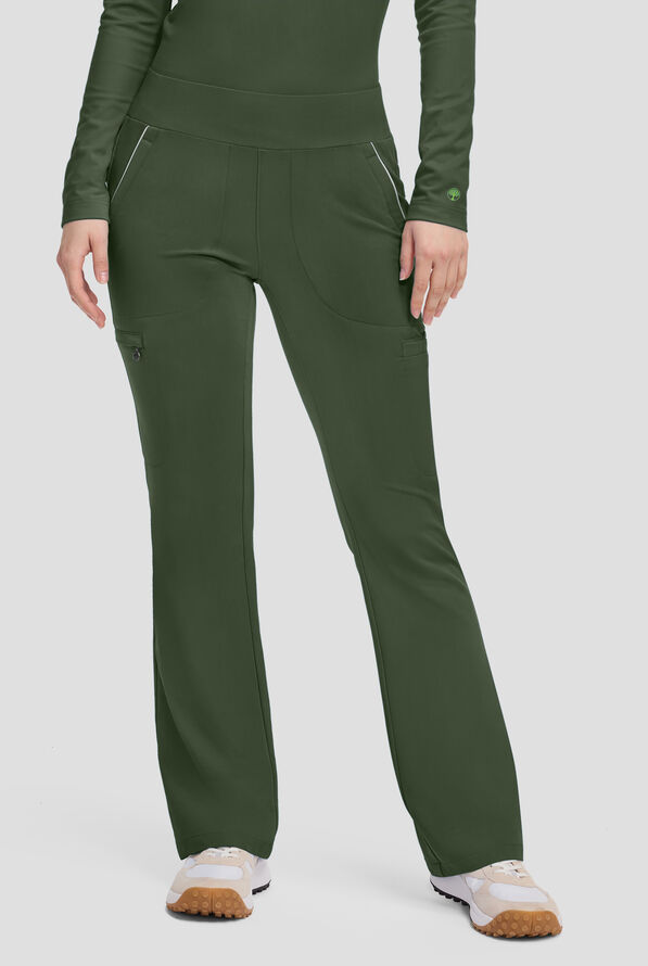 Healing Hands 360 Joelle Women's 6-Pocket STRETCH High Waist Flare Leg Scrub Pants - Dark Pine - 1