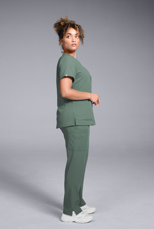 Hypothesis Women's Base 7-Pocket Straight Leg Cargo Scrub Pant - Olive - 4