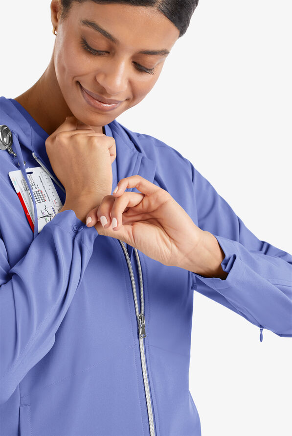 Sudadera m&eacute;dica Easy STRETCH Selena con cremallera y 5 bolsillos para mujer - Ceil Blue - 7