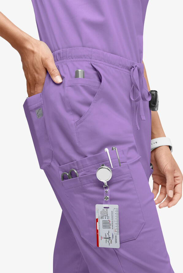 Butter-Soft STRETCH Women’s 10-Pocket Mid Rise Straight Leg Scrub Pant - Petite - Ultraviolet Light - 3