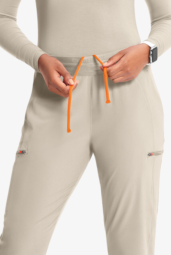 Infinity GNR8 Women's 4-Pocket STRETCH Rib-Knit Internal Drawstring Cargo Jogger Scrub Pants - Vapor - 3