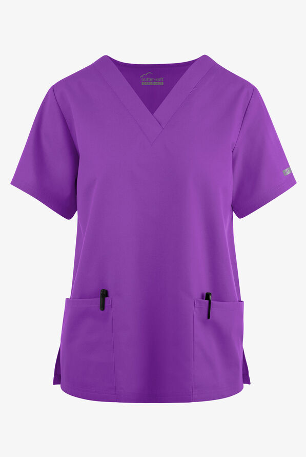 Butter-Soft Originals Women's 2-Pocket V-Neck Scrub Top - Wild Plum - 1
