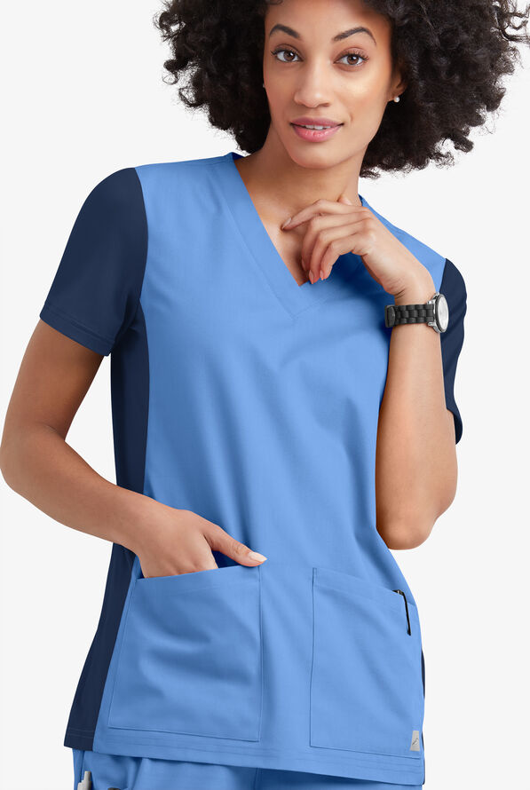 ButterSoft Scrubs by UA VNeck Top with Panels, Knit Scrubs