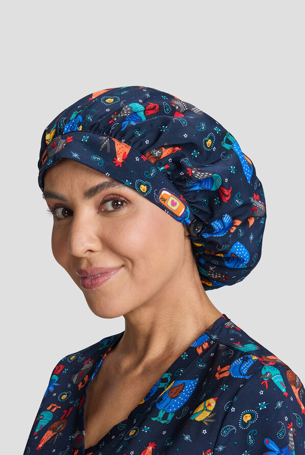 koi Cowboy Chicken Unisex STRETCH Bouffant Scrub Hat - null - 1