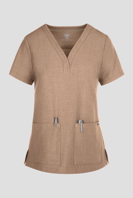 Healing Hands Quest Briana Women's 3-Pocket STRETCH Y-Neck Scrub Top