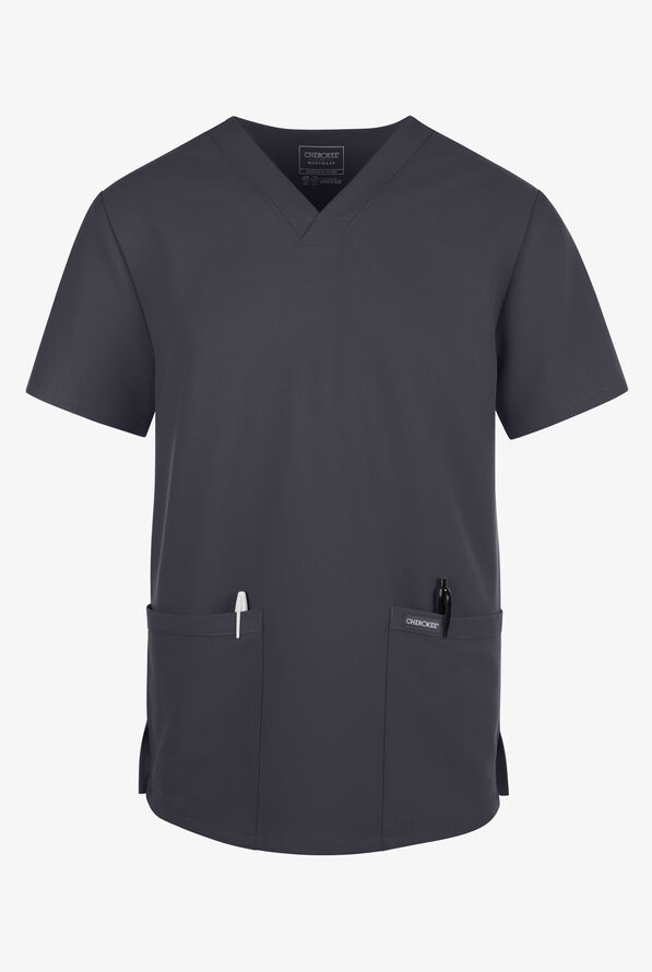 Cherokee Workwear Originals Ultra Men's 2-Pocket V-Neck Scrub Top - Pewter - 1