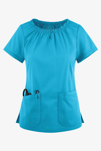 Butter-Soft STRETCH Women's 6-Pocket Short Sleeve Peasant Style Scrub Top