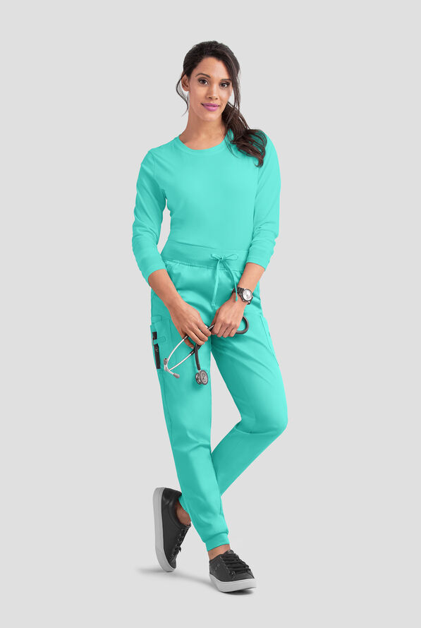 Pantal&oacute;n m&eacute;dico Butter-Soft STRETCH estilo cargo jogger con 5 bolsillos para mujer - Aqua Dust - 3