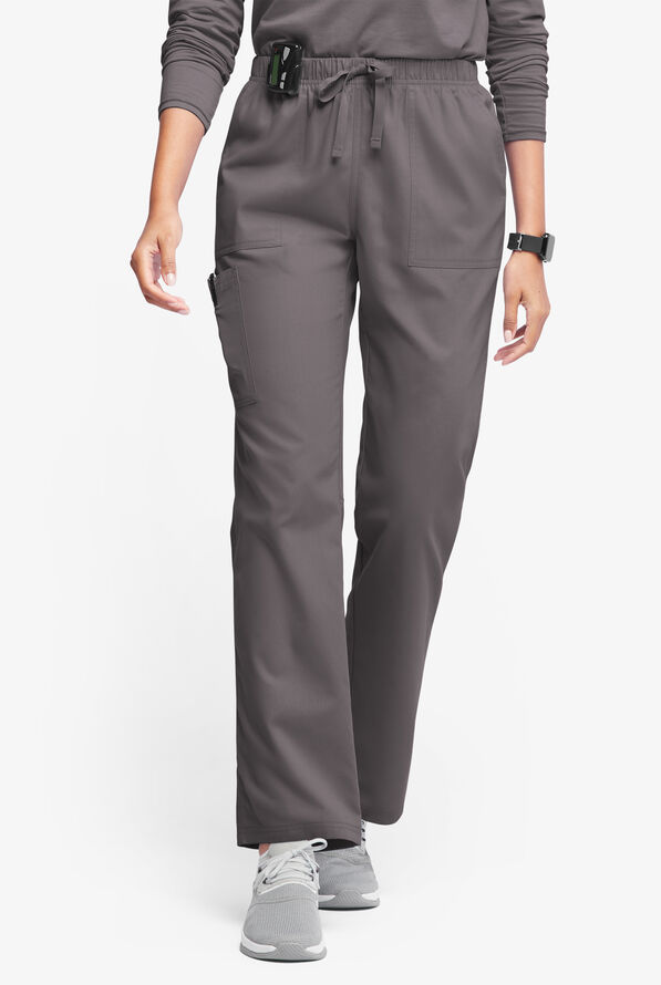 Pantalón médico Butter-Soft Originals de tiro medio estilo cargo con piernas rectas y 7 bolsillos para mujer - Grey Stone - 1