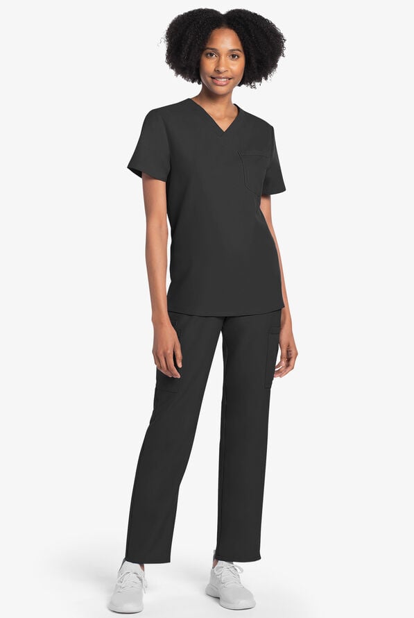 Blusa m&eacute;dica unisex Cherokee Workwear Originals Ultra con cuello en V y 1 bolsillo - Black - 4