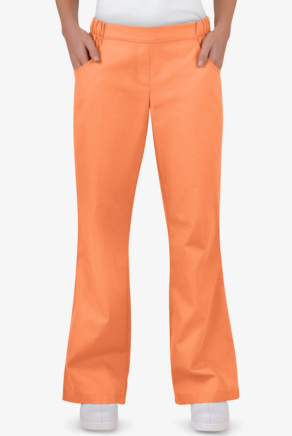 Butter-Soft Core Women's 5-Pocket Bootcut Mid Rise Scrub Pants - Apricot Cream - 1