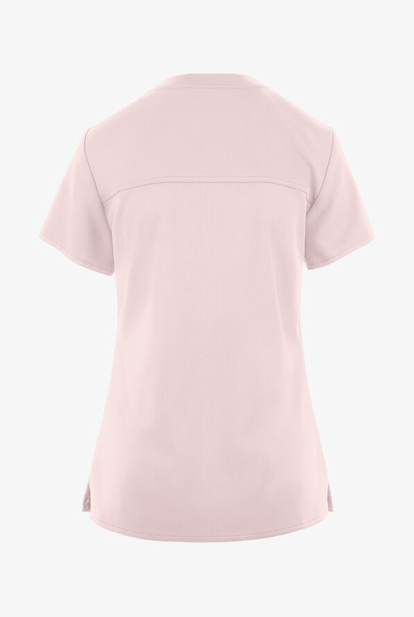 Med Couture Touch Women's 1-Pocket STRETCH Tuck In V-Neck Scrub Top - Ice Pink - 2