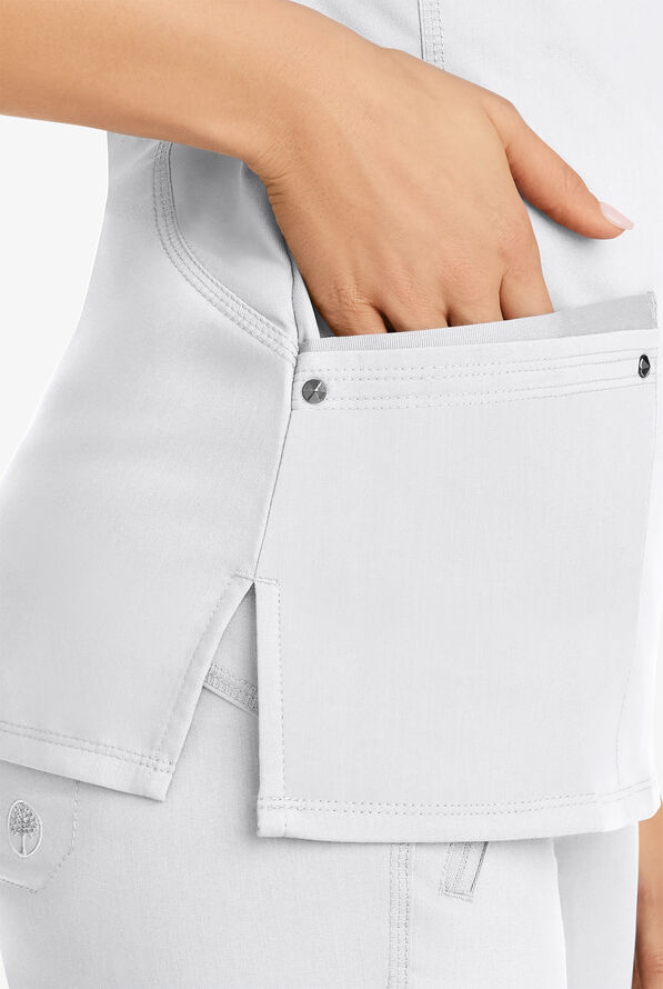 Healing Hands Purple Label Juliet Women's 2-Pocket STRETCH Princess Seam Scrub Top - White - 3