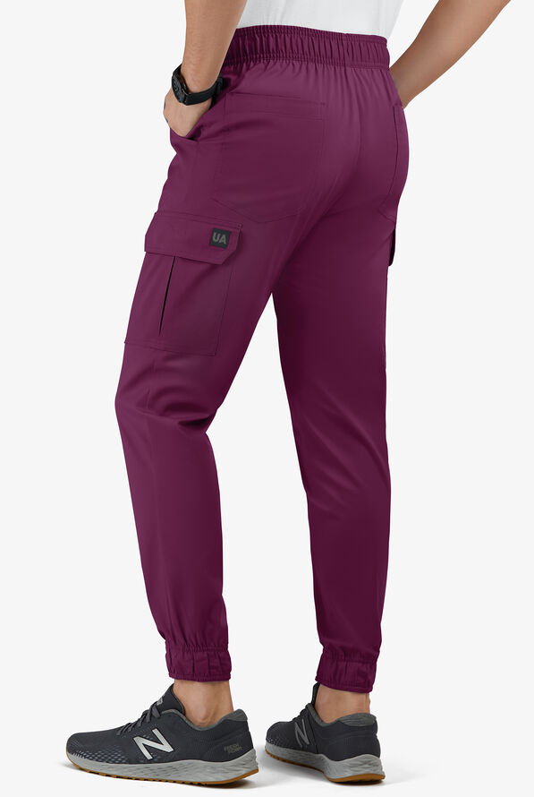 Pantalón médico UA Butter-Soft STRETCH estilo cargo jogger con 7 bolsillos para hombre - Wine - 2