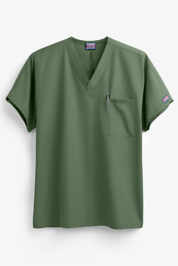 Cherokee Workwear Unisex 1-Pocket V-Neck Scrub Top - Olive - 1