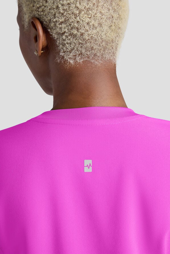 Easy STRETCH Anya Women's 2-Pocket Relaxed Crew Neck Scrub Top - Electric Fuchsia - 6