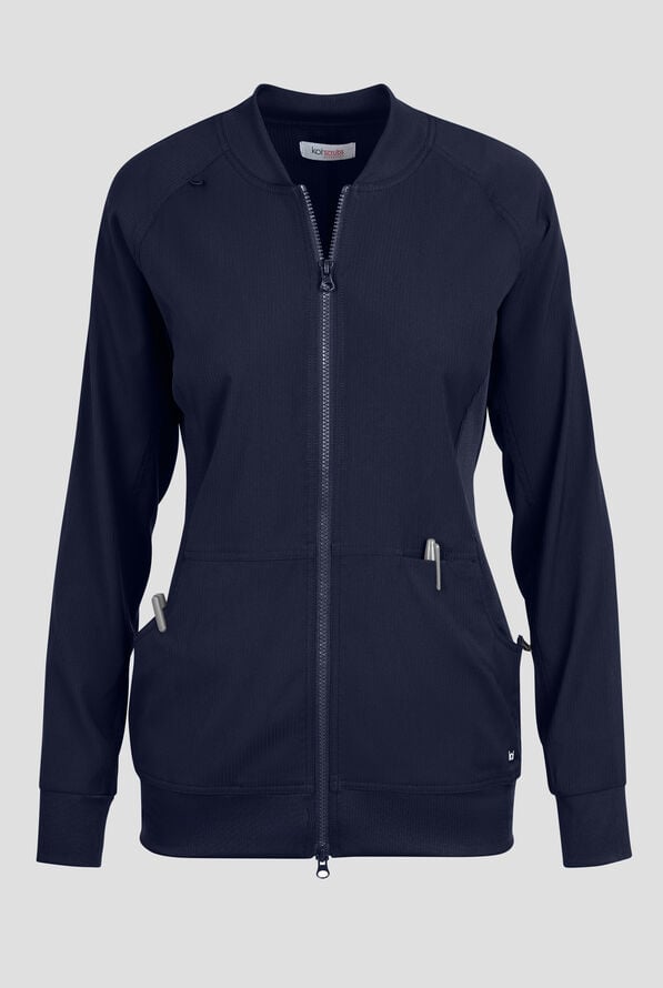 koi Essentials Athena Women's 5-Pocket Zip Front Scrub Jacket - Navy - 1