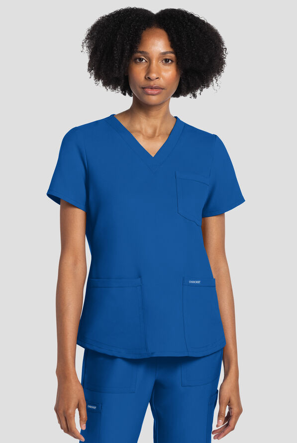 Cherokee Workwear Originals Ultra Women's 3-Pocket V-Neck Scrub Top - Royal - 2