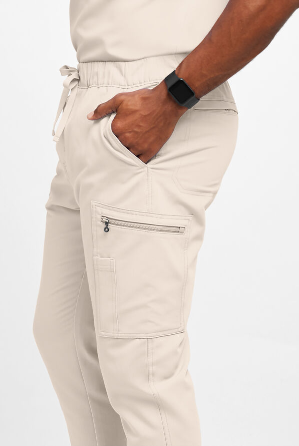 Movement by Butter-Soft Epsilon Men’s Slim 8-Pocket Stretch Cargo Scrub Pants - Khaki Shale - 2
