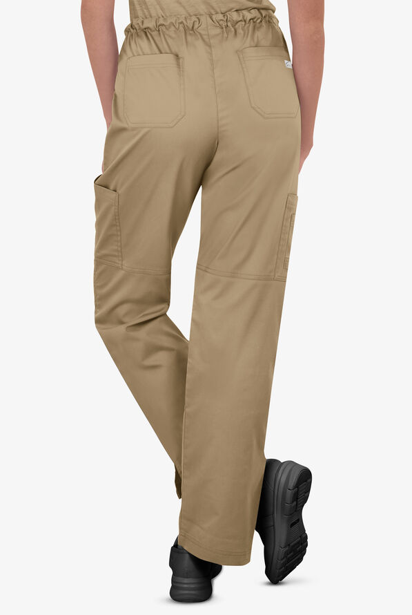 Butter-Soft STRETCH Women's 10-Pocket Drawstring Scrub Pants - Golden Sand - 3