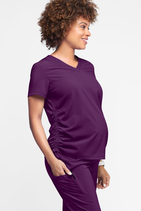 Easy STRETCH Tori Women's Cooling Knit Back Maternity Scrub Top - Eggplant - 2