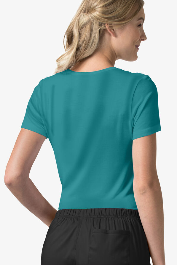 Wink Layers Women's STRETCH Silky Short Sleeve Knit Underscrub - Real Teal - 4