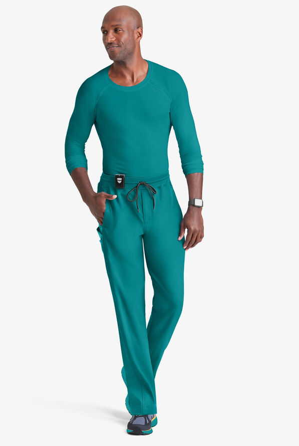 Grey's Anatomy by Barco Spandex STRETCH Hudson Men's 6-Pocket Slim Straight Cargo Scrub Pants - Teal - 4
