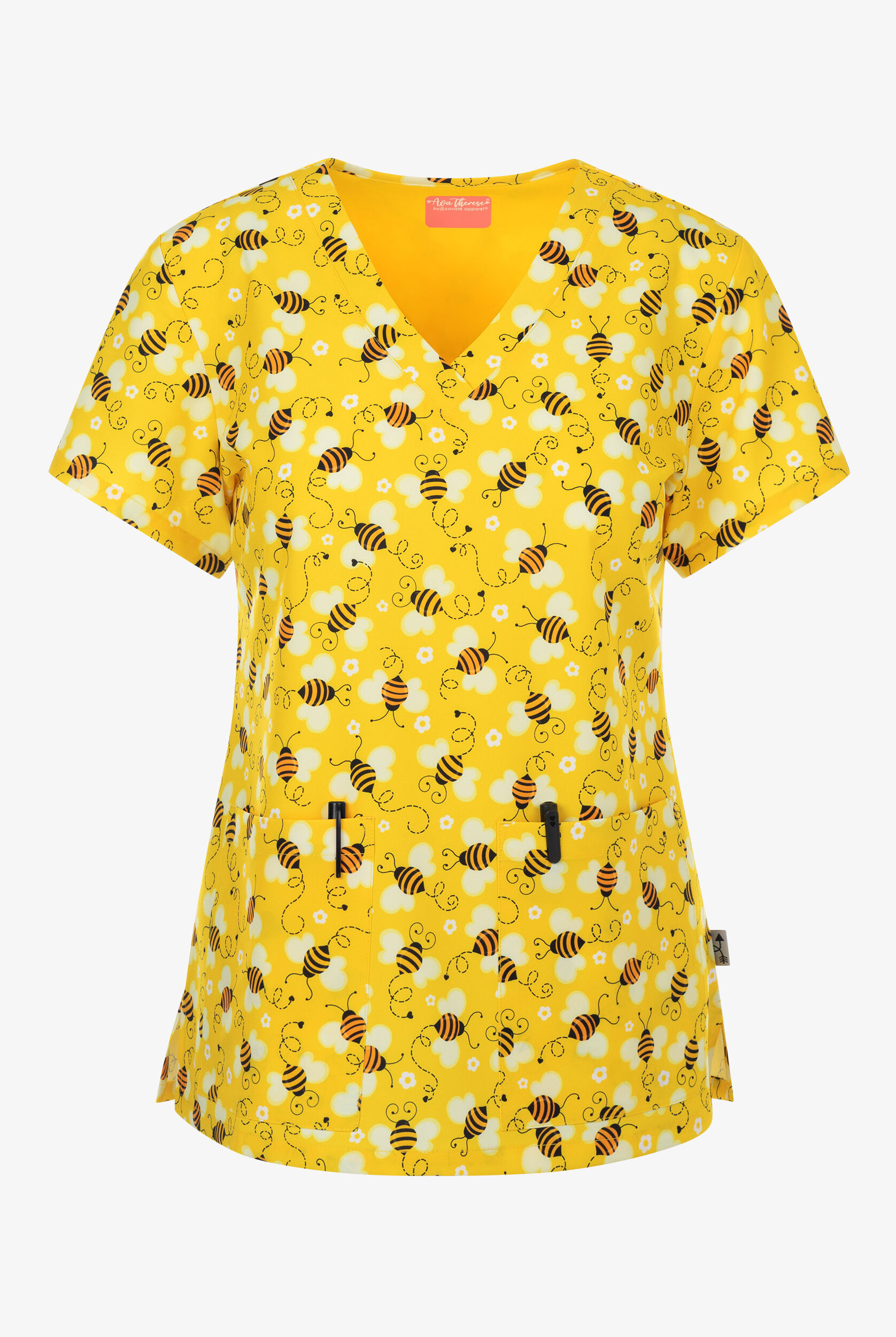 Zavate Ava Therese Buzzin Bees Women's 2-Pocket STRETCH V