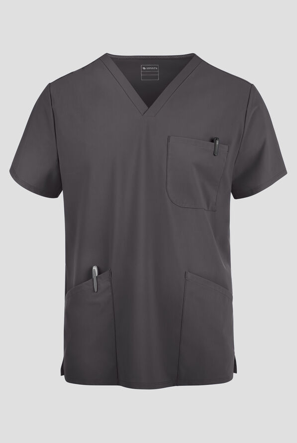 Infinity PURSUIT Men's 3-Pocket STRETCH V-Neck Scrub Top - Pewter - 1