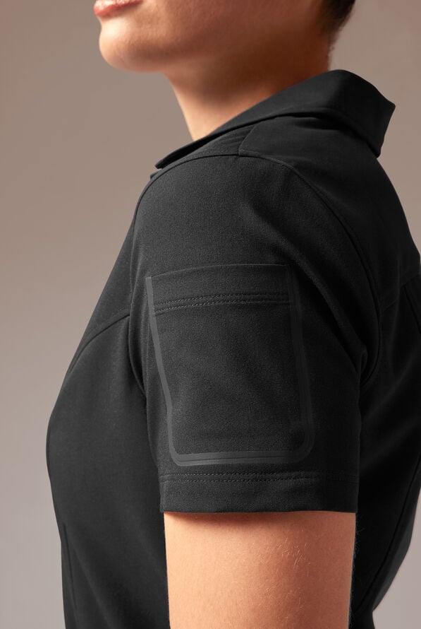 Hypothesis A-S All Situation Women’s 3-Pocket Polo Neck Scrub Top - Jet Black - 5