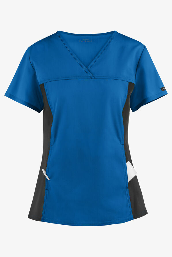 Cherokee Flexibles Women's 2-Pocket V-Neck Scrub Top - Royal - 1