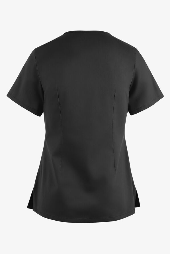 Blusa m&eacute;dica UA Butter-Soft STRETCH con lazos entrecruzados y 4 bolsillos para mujer - Black - 4