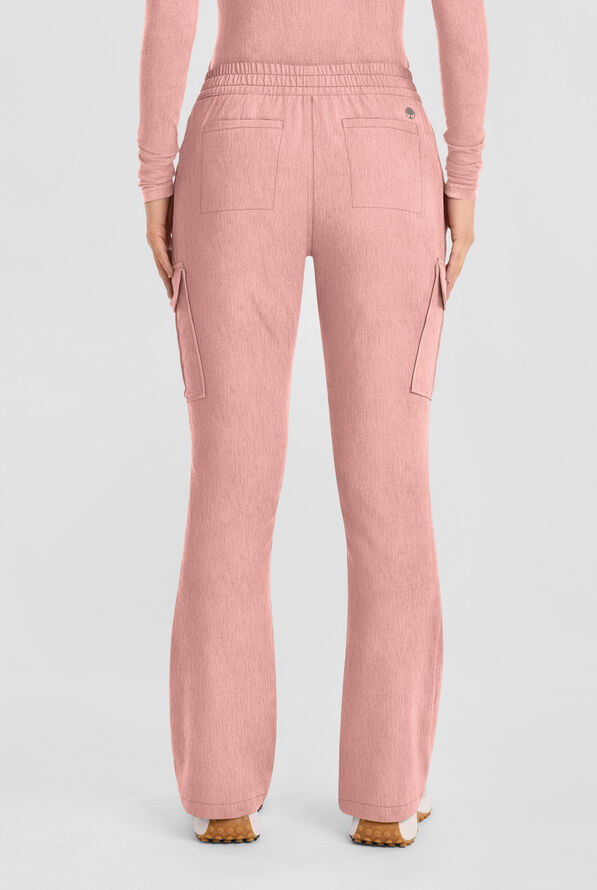 Healing Hands Quest Blair Women's 6-Pocket STRETCH Flare Leg Drawstring Cargo Scrub Pants - Petite - Pink Pearl - 4
