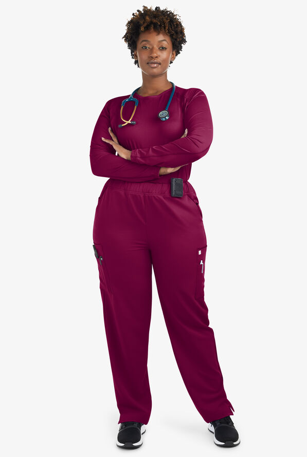 Camiseta médica ReSurge Jade con mangas largas para mujer - Wine - 6