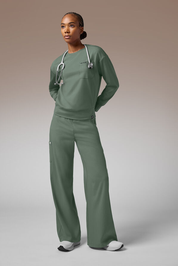 Hypothesis Omni Base Women's Knit Crew Neck Scrub Pullover - Mineral - 2