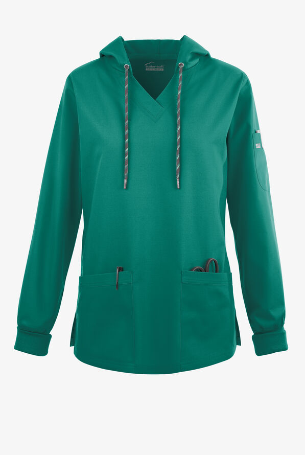 Strictly Scrubs Women's 5-Pocket Long Sleeve Pullover Hoodie - Hunter - 1