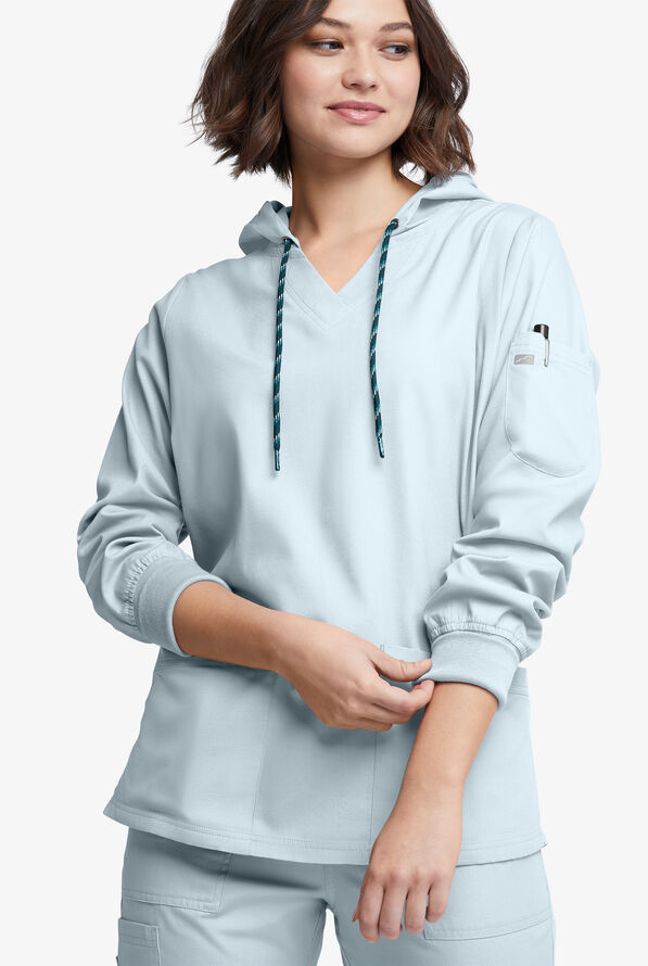 Sudadera médica manga larga Butter-Soft Originals con capucha y 5 bolsillos para mujer - Morning Dew - 2