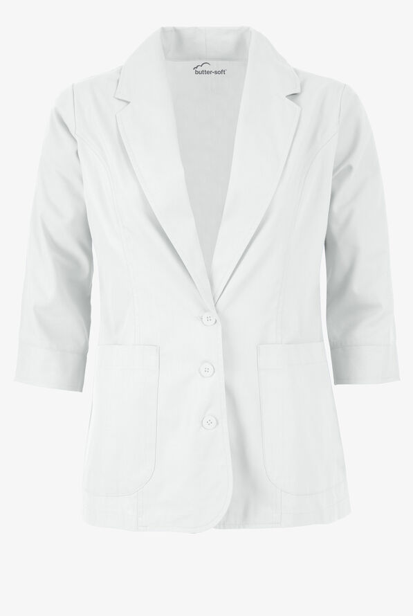 Butter-Soft Scrubs 3/4th Sleeve Lab Coat - White - 1