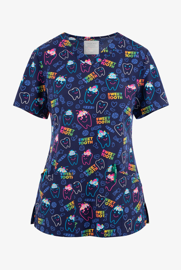 Cherokee Genuine Sweet Tooth Dental Women's 3Pocket STRETCH VNeck