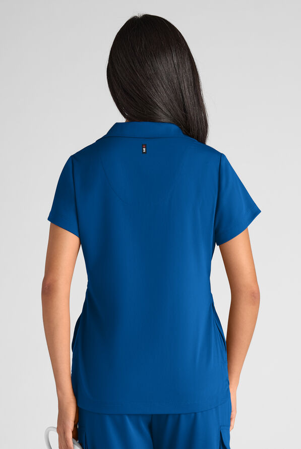 Grey's Anatomy by Barco Emerge Emery Women's 3-Pocket STRETCH Collar V-Neck Scrub Top - Royal - 3