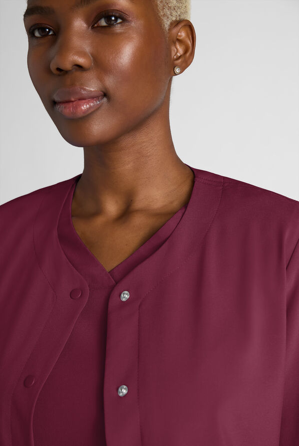 Chaqueta m&eacute;dica Easy STRETCH con botones a presi&oacute;n y 3 bolsillos para mujer - Wine - 5