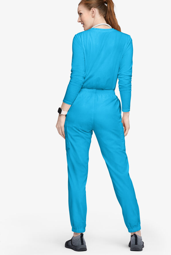 Butter-Soft Originals Women's 7-Pocket Tapered Jogger Cargo Scrub Pants - Petite - Turquoise - 3