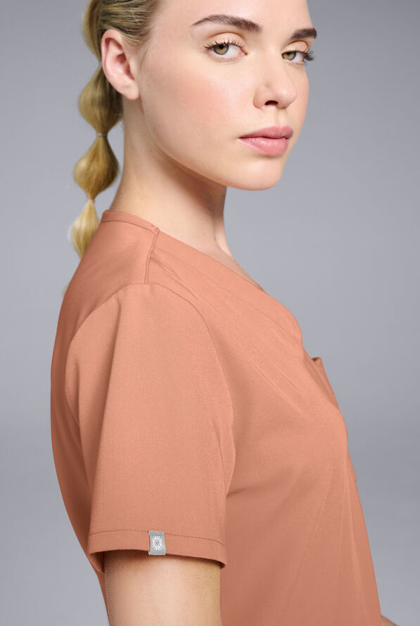 Blusa m&eacute;dica Hypothesis Base con cuello en V para mujer - Earth - 4