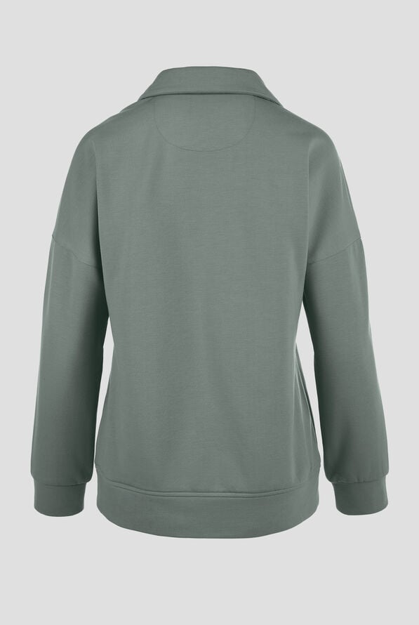 Wink Unwind Women's STRETCH Relaxed Pullover Fleece Polo Scrub Top - Sage - 2